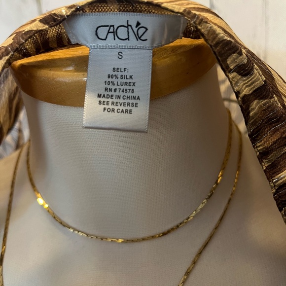 Cache Zebra Print Silk Blend Sheer Blouse Size Small - Picture 3 of 6